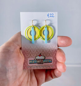 le marché sucré Le marché sucré: oorbellen - lichtgeel, fluo geel en lichtblauw