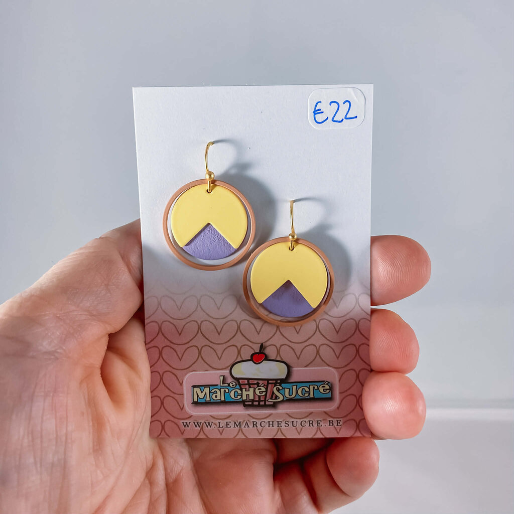 le marché sucré Le marché sucré: oorbellen - cognac, lichtgeel, paars