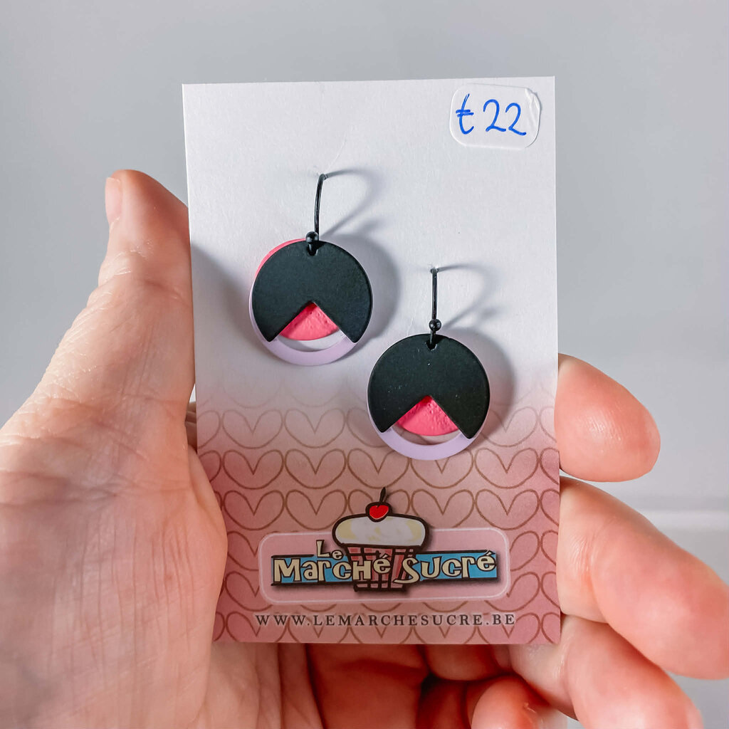 le marché sucré Le marché sucré: oorbellen - zwart, paars en roze