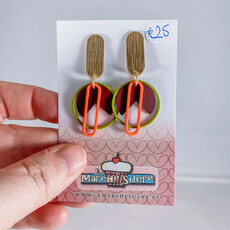 le marché sucré Le marché sucré: oorbellen goud, olijf, bordeaux en fluo oranje