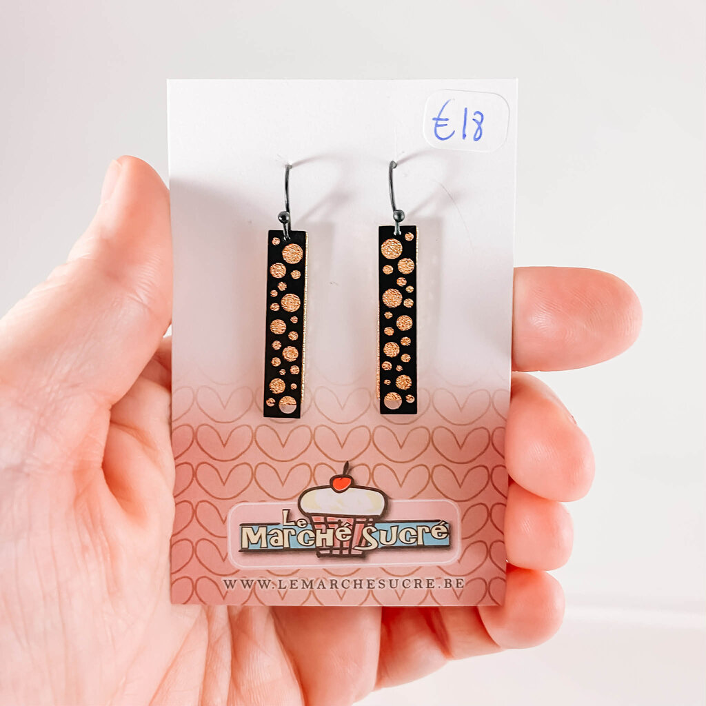 le marché sucré Le marché sucré:  oorbellen - zwart en goud