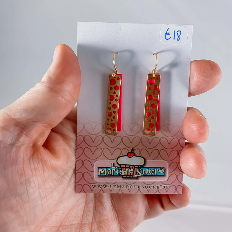 le marché sucré Le marché sucré:  oorbellen - goud en felroze