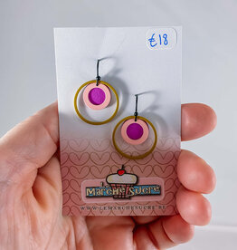 le marché sucré Le marché sucré:  oorbellen - mosterd, zwart, roze en felroze