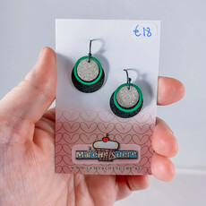 le marché sucré Le marché sucré:  oorbellen - zwart, zilver en groen