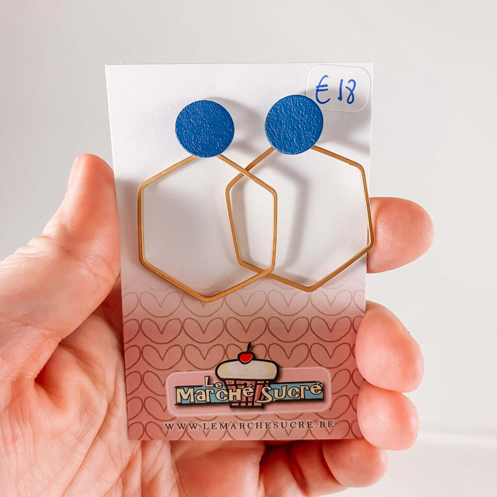 le marché sucré Le marché sucré:  oorbellen - blauw en goud
