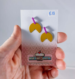 le marché sucré Le marché sucré:  oorbellen - mosterd en felpaars