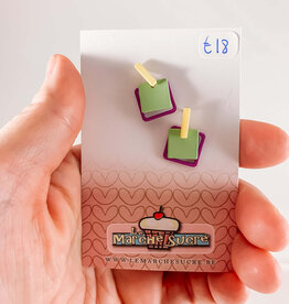 le marché sucré Le marché sucré:  oorbellen - lichtgeel, lichtgroen en felpaars