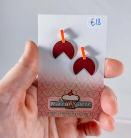 le marché sucré Le marché sucré:  oorbellen - bordeaux en fluo oranje