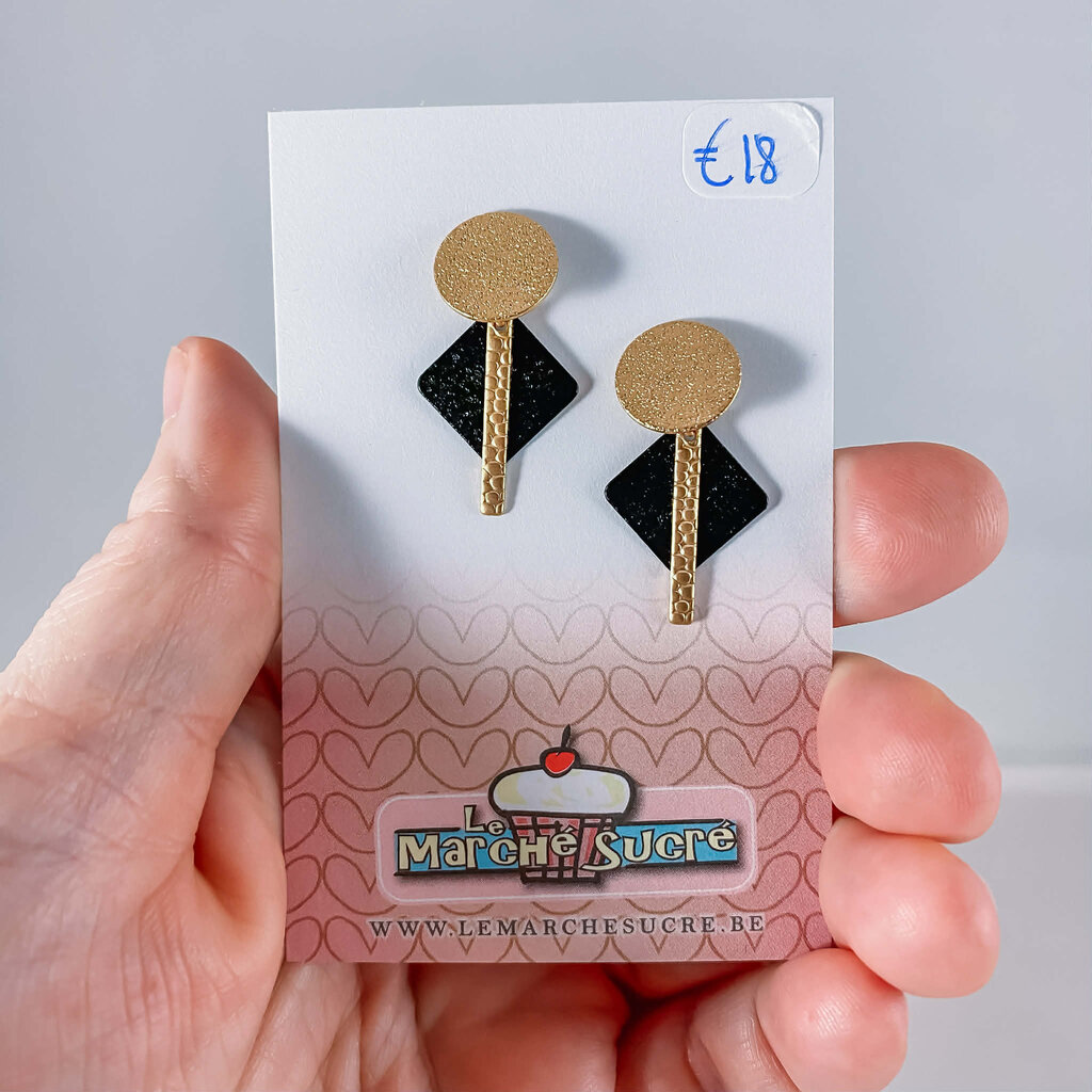 le marché sucré Le marché sucré:  oorbellen - zwart en goud