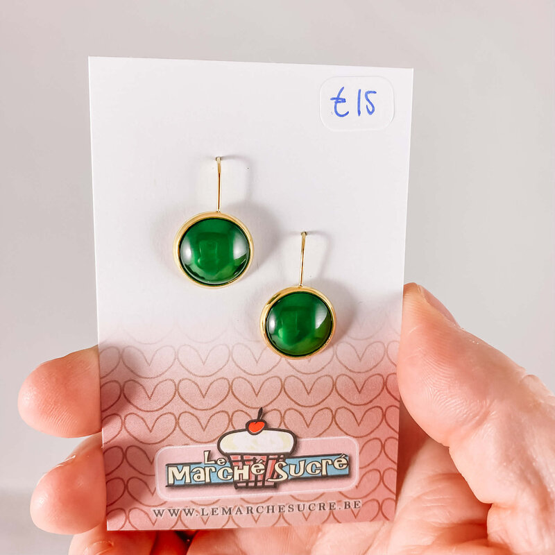 le marché sucré Le marché sucré: oorbellen goud en donkergroen