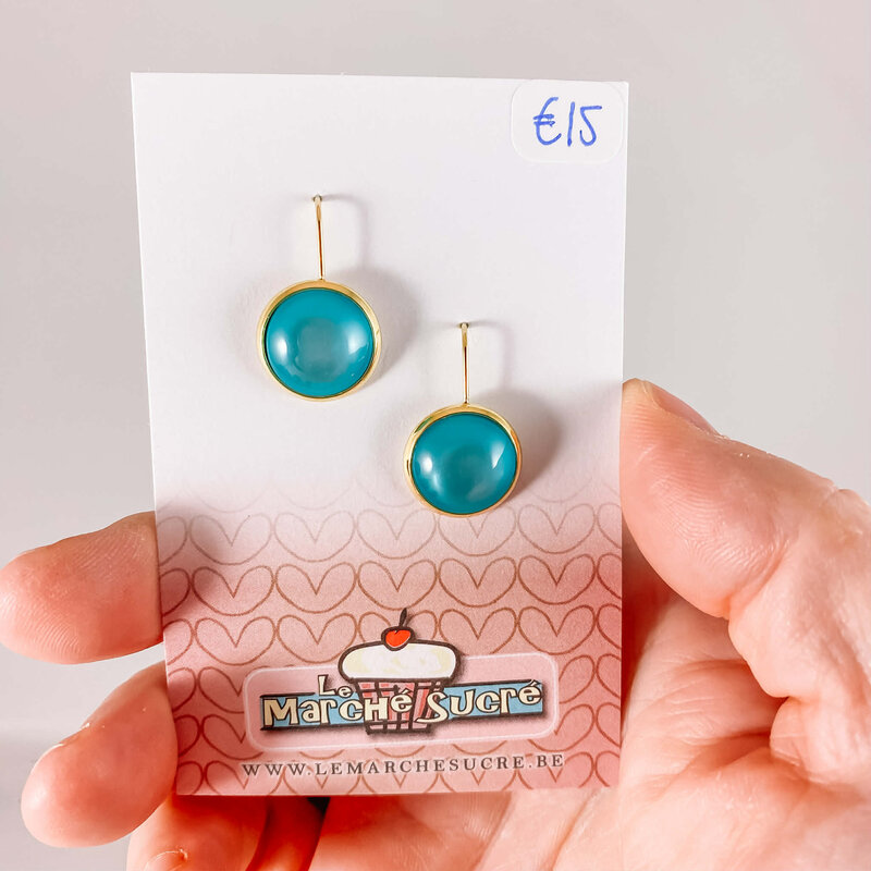 le marché sucré Le marché sucré: oorbellen goud en turquoise