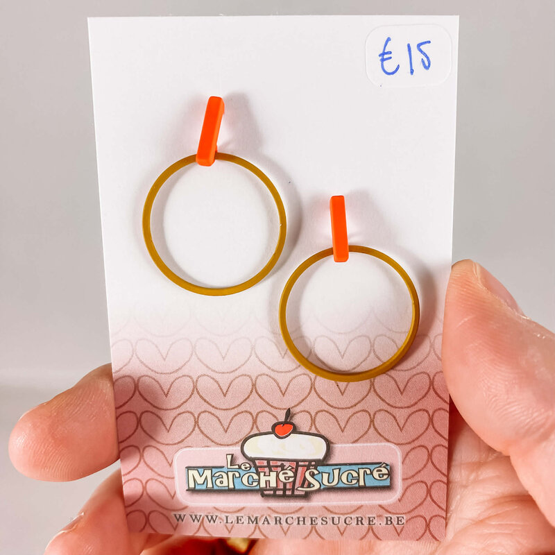 le marché sucré Le marché sucré: oorbellen camel en oranje