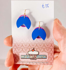 le marché sucré Le marché sucré: oorbellen goud, blauw en felpaars