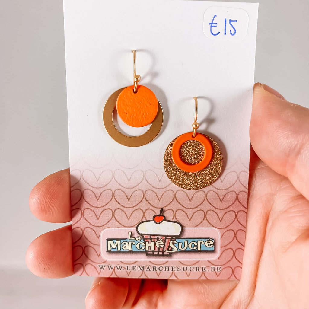 le marché sucré Le marché sucré: oorbellen goud en oranje