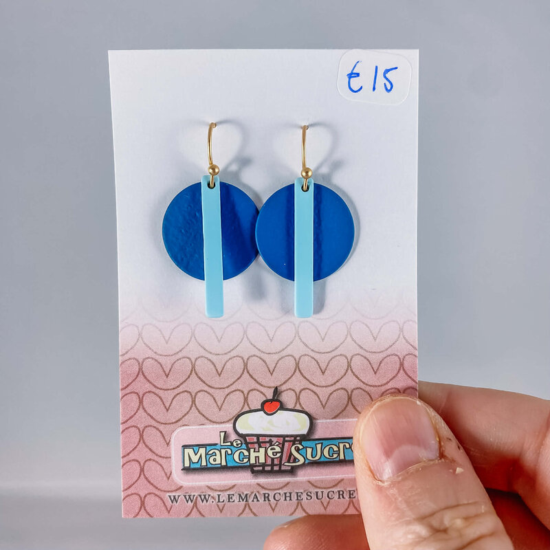 le marché sucré Le marché sucré: oorbellen goud, blauw en lichtblauw