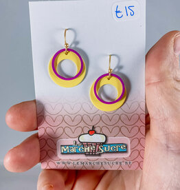 le marché sucré Le marché sucré: oorbellen goud, lichtgeel en felpaars