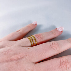 le marché sucré Verstelbare ring in roestvrij staal - 3 lijnen