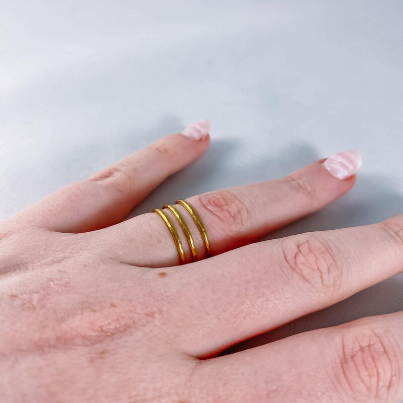 le marché sucré Verstelbare ring in roestvrij staal - 3 lijnen