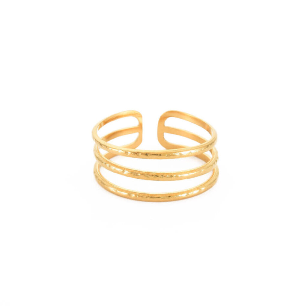 le marché sucré Verstelbare ring in roestvrij staal - 3 lijnen