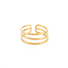 le marché sucré Verstelbare ring in roestvrij staal - 3 lijnen