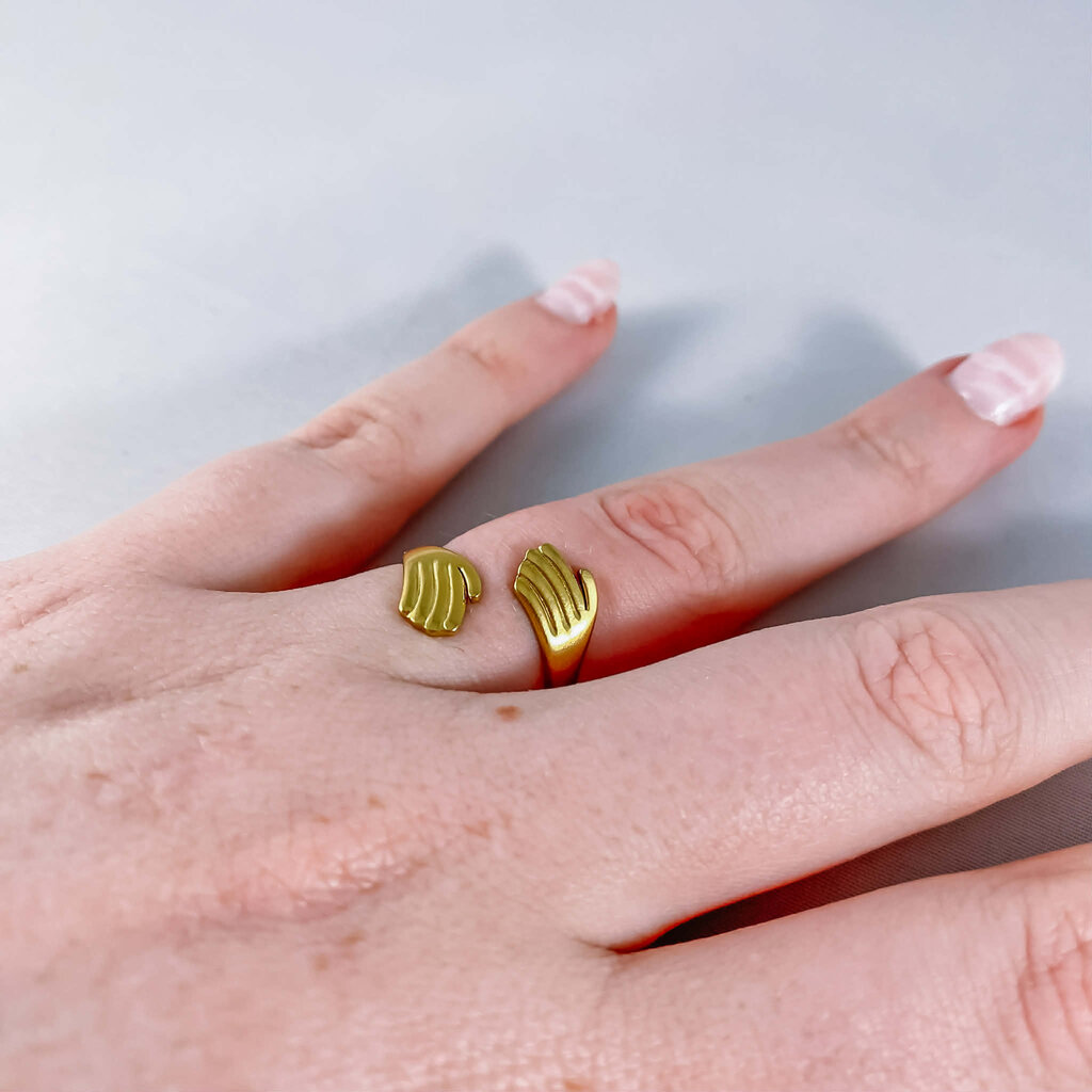 le marché sucré Verstelbare ring in roestvrij staal - handen