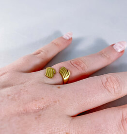 le marché sucré Verstelbare ring in roestvrij staal - handen