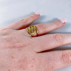 le marché sucré Verstelbare ring in roestvrij staal - swirl