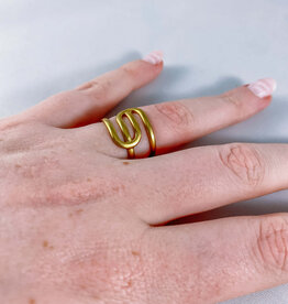 le marché sucré Verstelbare ring in roestvrij staal - swirl