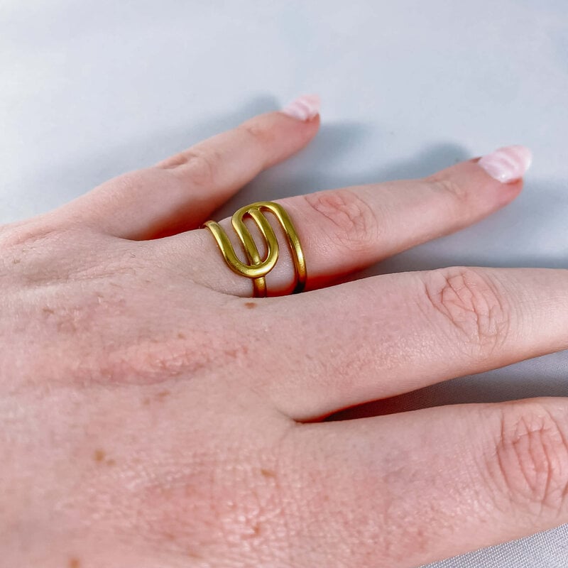 le marché sucré Verstelbare ring in roestvrij staal - swirl