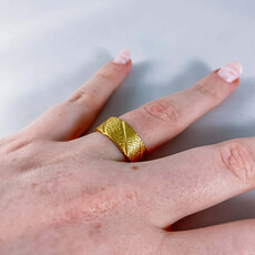 le marché sucré Verstelbare ring in roestvrij staal - lijnen