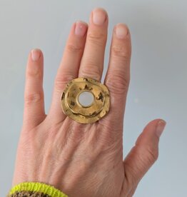 le marché sucré Verstelbare ring in roestvrij staal - ongelijke vorm met schelp