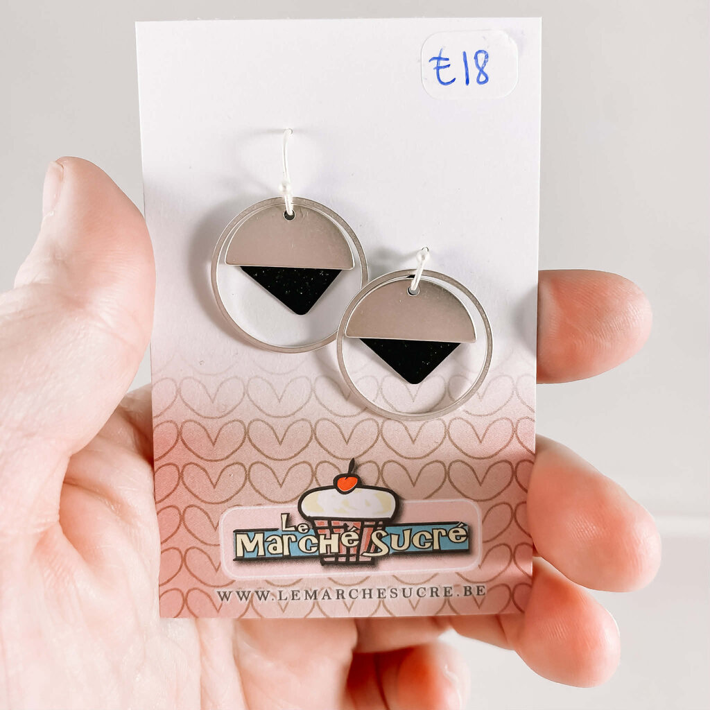 le marché sucré Le marché sucré:  oorbellen - zwart en zilver