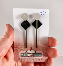 le marché sucré Le marché sucré: oorbellen - zilver, zwart en kaki