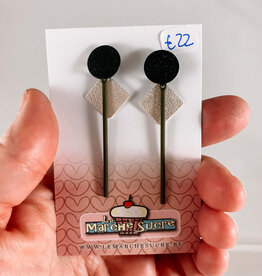 le marché sucré Le marché sucré: oorbellen - zwart, zilver en kaki