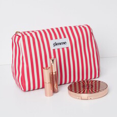 Yehwang Yehwang: toilettas - fijne strepen rood en ecru