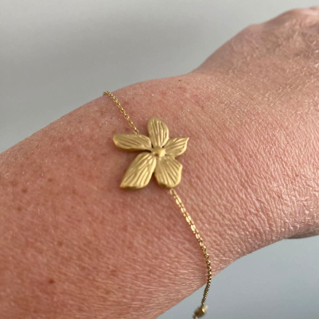 Wauw Wauw: armbandje goud in stainless steel - bloem