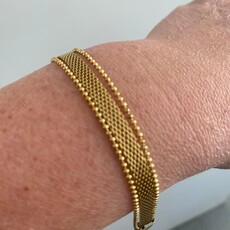 Wauw Wauw: armbandje goud in stainless steel - 1 breed en 2 smalle