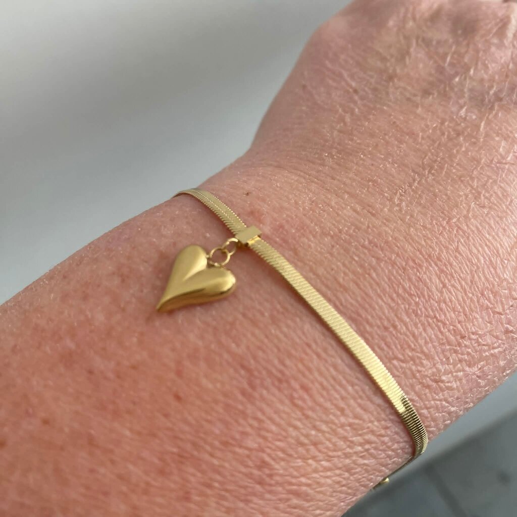 Wauw Wauw: armbandje goud in stainless steel - hart