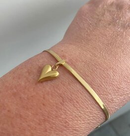 Wauw Wauw: armbandje goud in stainless steel - hart