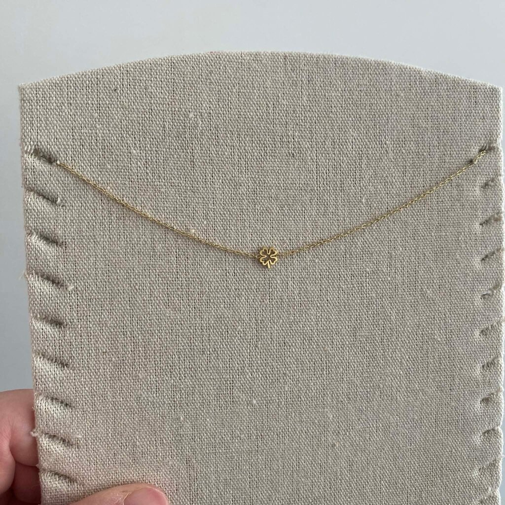 Yehwang Yehwang: Ketting met hangertje - stainless steel goud - klavertje open