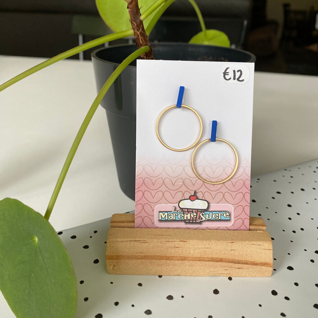 le marché sucré Le marché sucré: oorbellen - goud + blauw