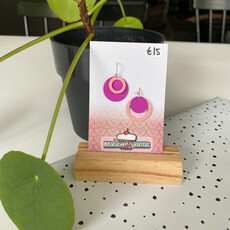 le marché sucré Le marché sucré: oorbellen - zilver + roze + felpaars