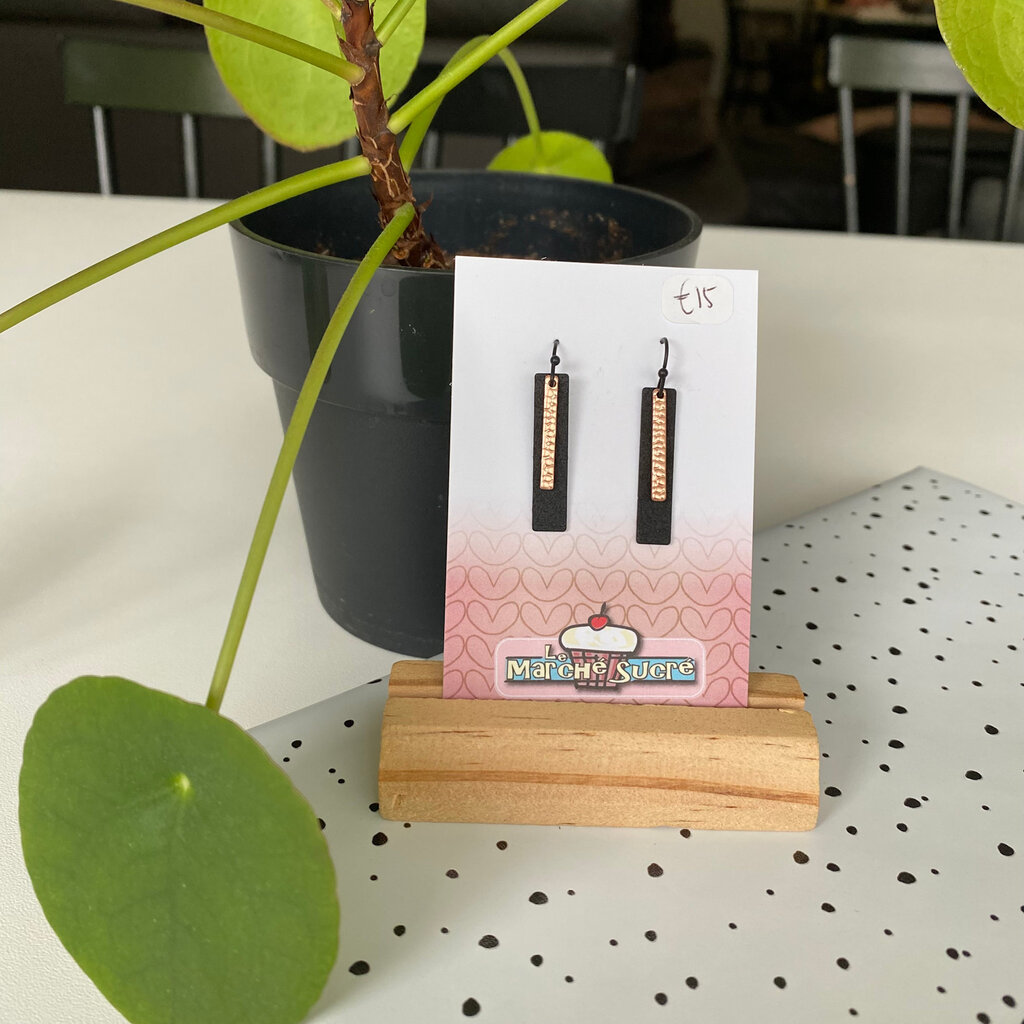 le marché sucré Le marché sucré: oorbellen - rosé goud + zwart