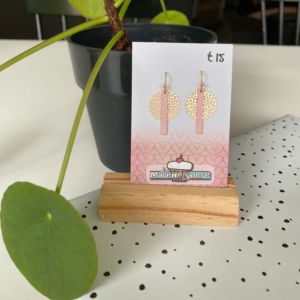 le marché sucré Le marché sucré: oorbellen - goud + lichtroze