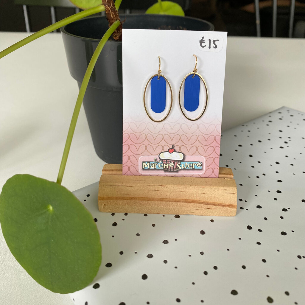 le marché sucré Le marché sucré: oorbellen - goud + blauw