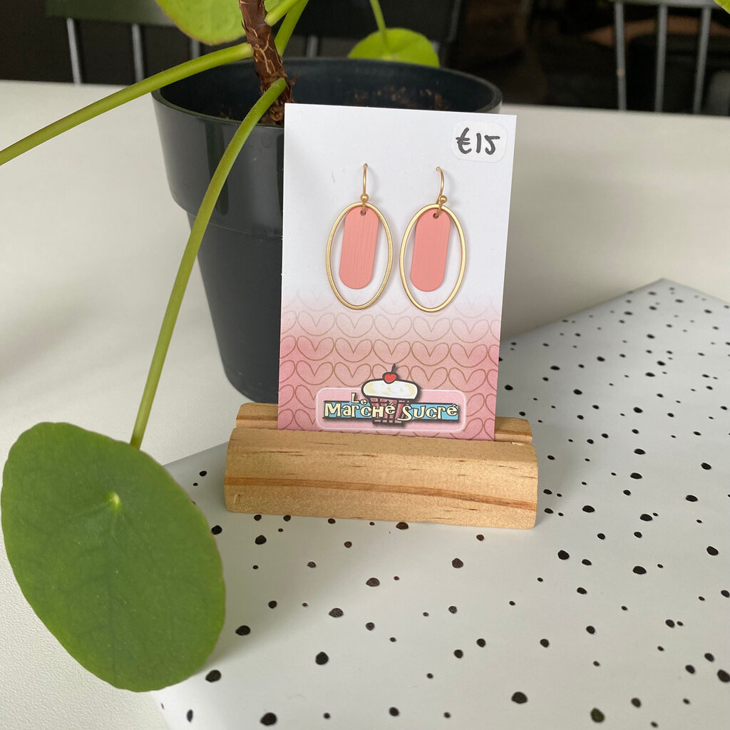 le marché sucré Le marché sucré: oorbellen - goud + lichtroze
