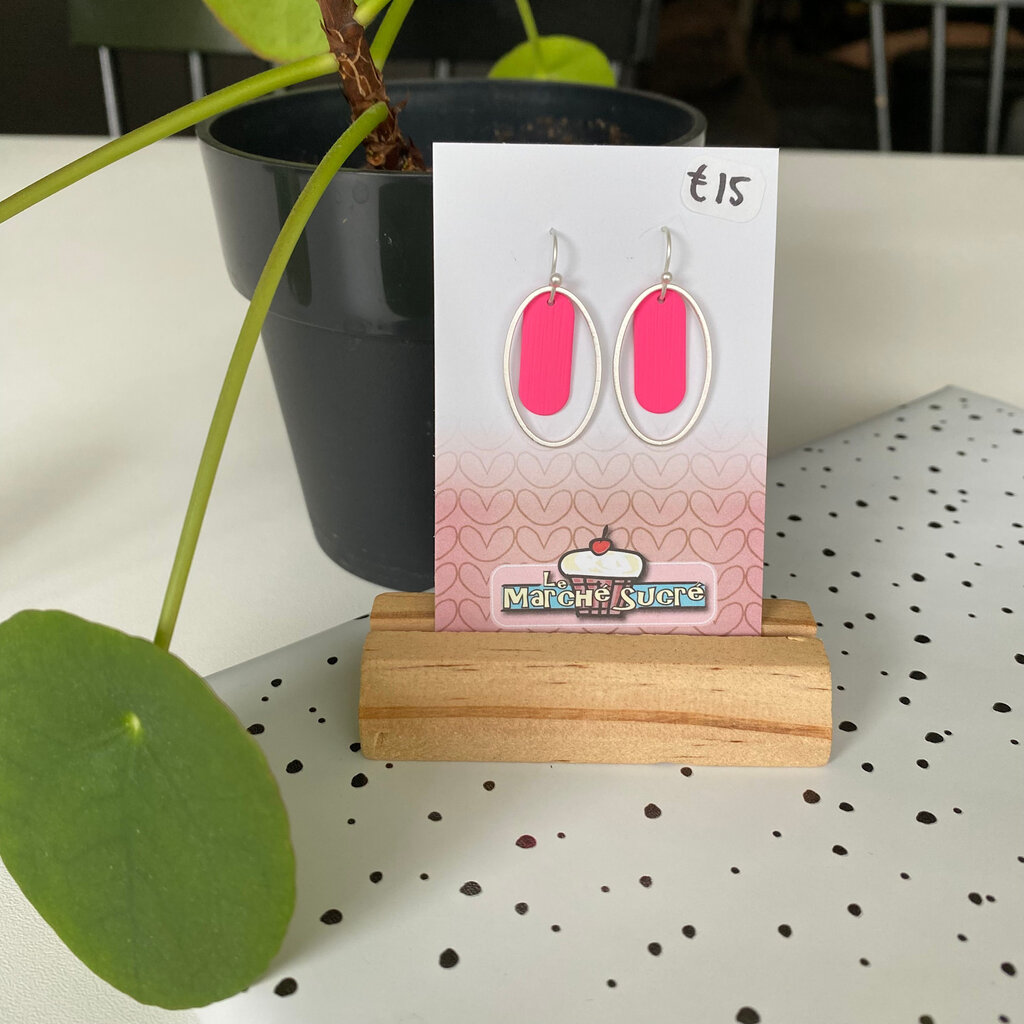 le marché sucré Le marché sucré: oorbellen - zilver + fluo roze