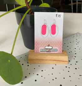 le marché sucré Le marché sucré: oorbellen - zilver + fluo roze