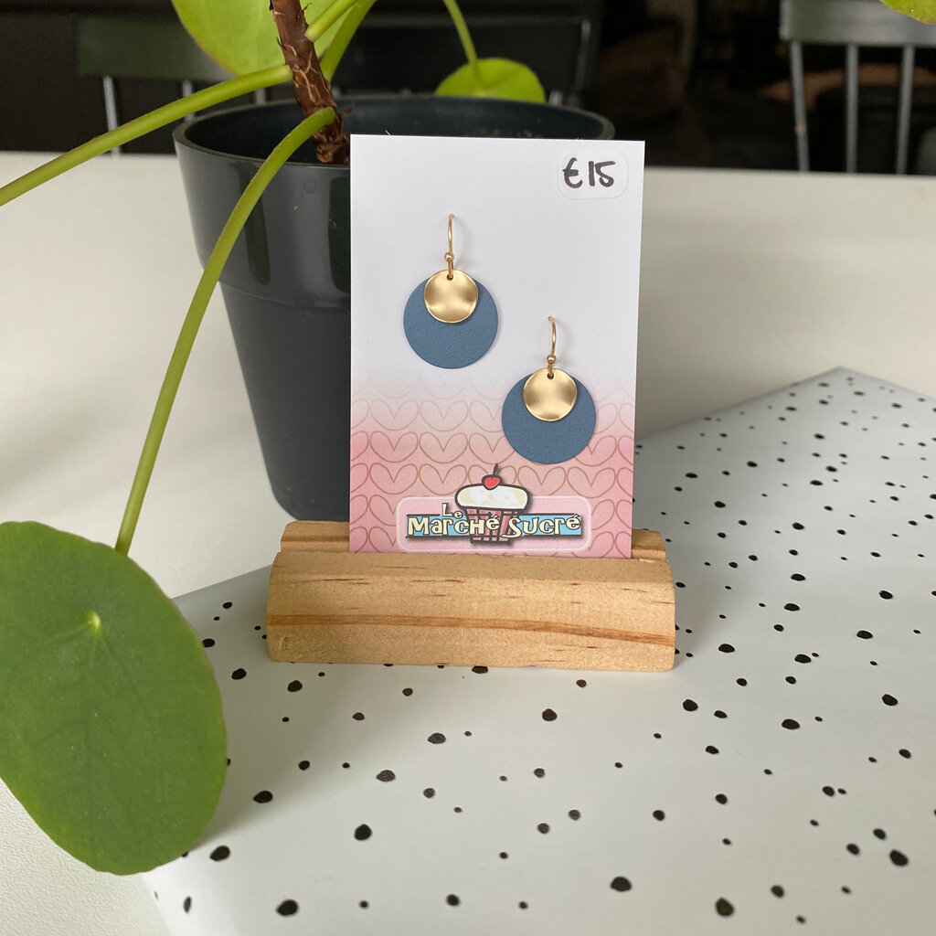 le marché sucré Le marché sucré: oorbellen - goud + jeansblauw