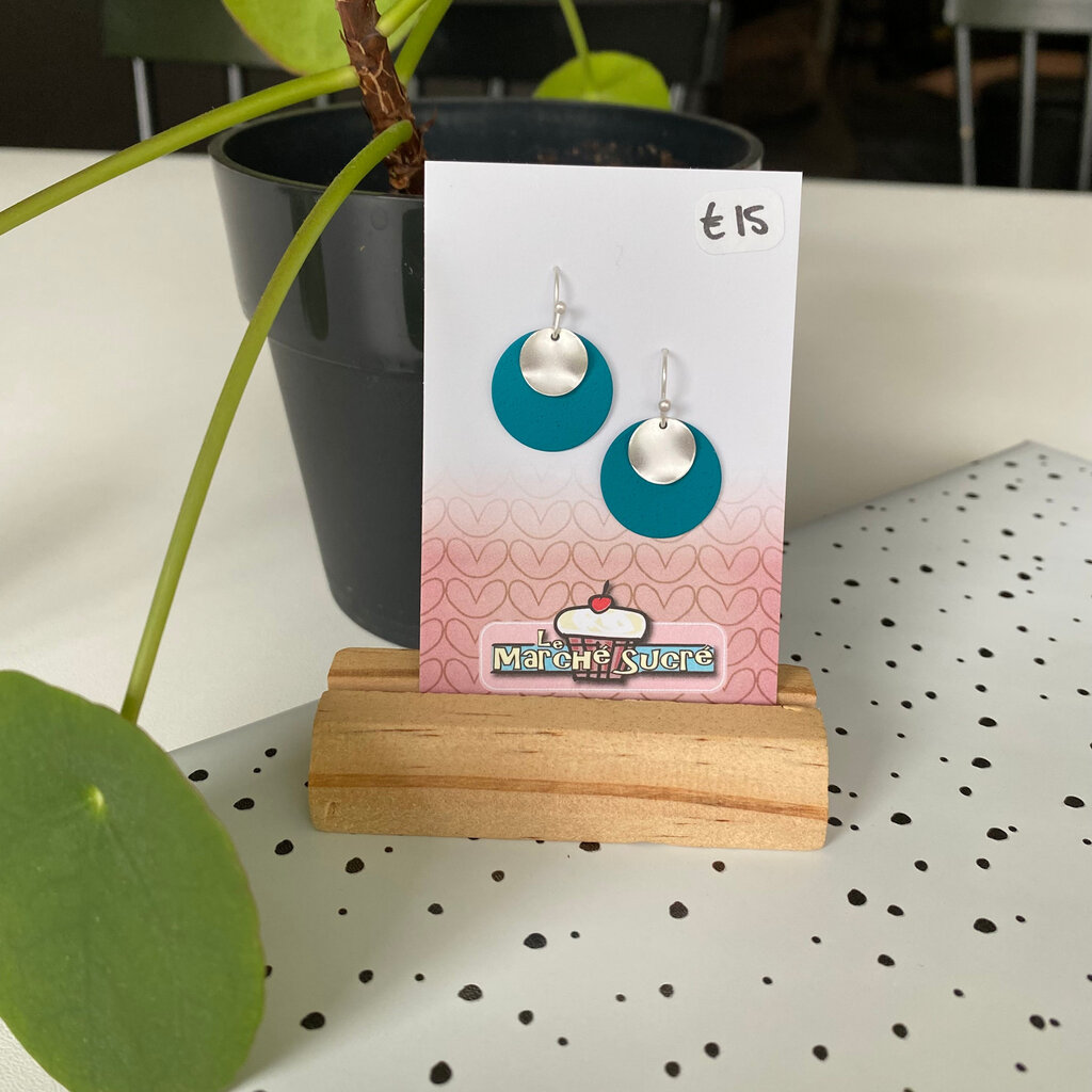 le marché sucré Le marché sucré: oorbellen - zilver + petrol